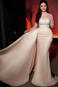 Charming Long Mermaid Strapless Sequined Wedding Dress With Pearls by misshow.com
