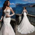 Charming Long Sleeves Mermaid Wedding Dresses 2024 Lace Applique Scoop Neck Bridal Gowns Sweep Train Vestidos De Novia Custom by payinti