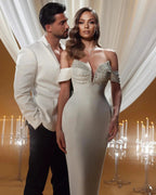 Charming Mermaid Off-the-shoulder Sleeveless Ruffles Satin Wedding Dresses by misshow.com