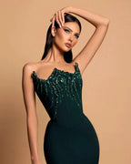 Charming Satin Column Strapless Sleeveless Rhinestone Long Prom Dress by misshow.com