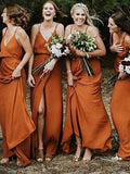 Charming Spaghetti Straps A-line Bridesmaid Dresses With Slit BD083 by pgmdress