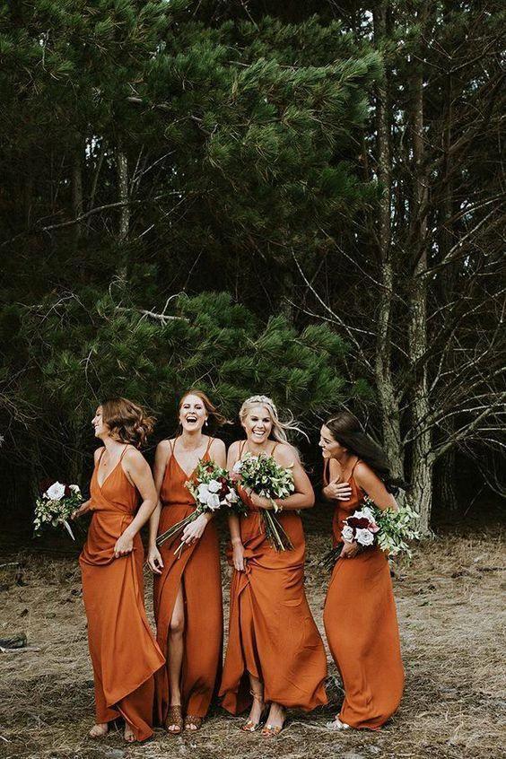 Charming Spaghetti Straps A-line Bridesmaid Dresses With Slit BD083 by pgmdress