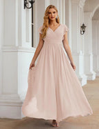 Numbersea V-Neck Bridesmaid Dress Floor Length Backless Formal Evening Dress 28024