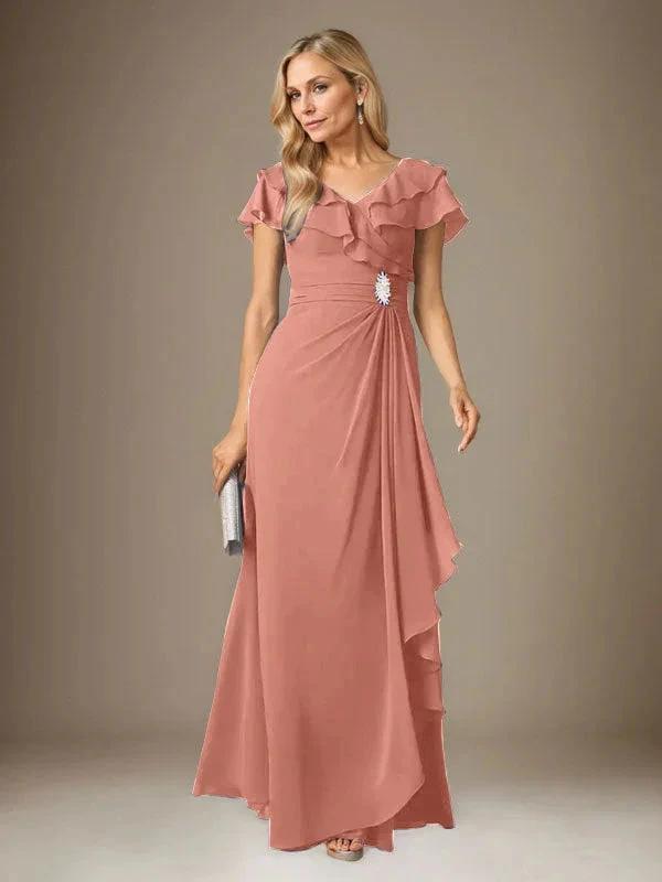 Stormy A-Line V-Neck Ruched Chiffon Dress by Dreamylily