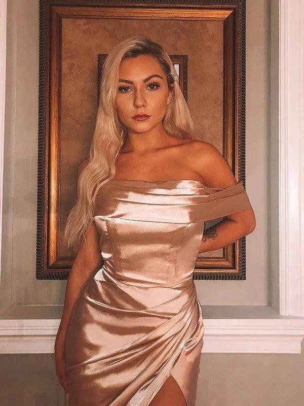 Off-the-Shoulder Ruched Prom Dresses SYP135 by vivymakudress