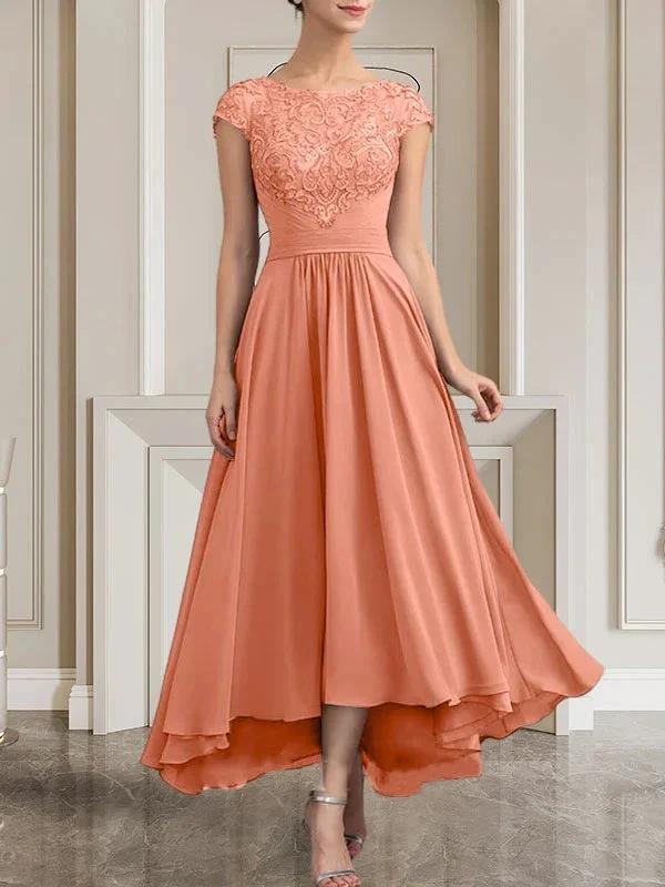 A-line Scoop Floor-Length Lace Chiffon Mother of the Bride Dress With Sequins by Dreamylily