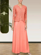 Glitter Lace & Satin Skirt Jacket Dress with Open Jacket by Dreamylily