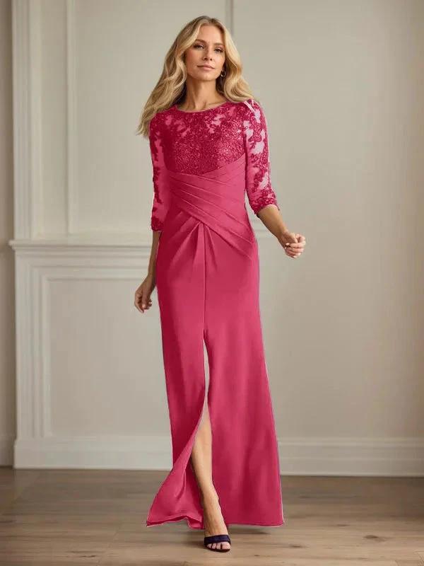 Plum Sheath Lace Stretch Crepe Mother of the Bride Dress by Dreamylily