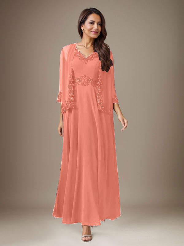 Plum A-Line Sequins Chiffon Dress