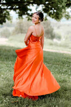 Cowl Neck Satin Formal Dress With Slit SYP122 by vivymakudress