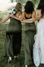 Cowl Neck Spaghetti Strap Champagne Bridesmaid Dress BD123 by pgmdress