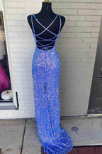 Periwinkle Prom Dress With High Slit SYP113 by vivymakudress