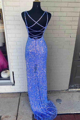 Vestido de fiesta color bígaro con abertura alta SYP113