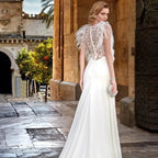 Custom Made Feather Mermaid Elegant V-neck Sleeveless Stain Wedding Dress Vestido De Novia Bridal Gown For Women by payinti