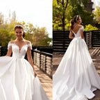 Custom Made Princess Wedding Dress A Line Beaded Lace Appliques Bride Dresses Illusion Back Party Dress Long Train Wedding Gowns by payinti