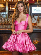 Cute A Line Spaghetti Straps Ruffles Homecoming Dresses by Cicinia