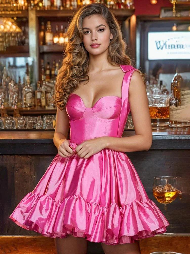 Cute A Line Spaghetti Straps Ruffles Homecoming Dresses by Cicinia