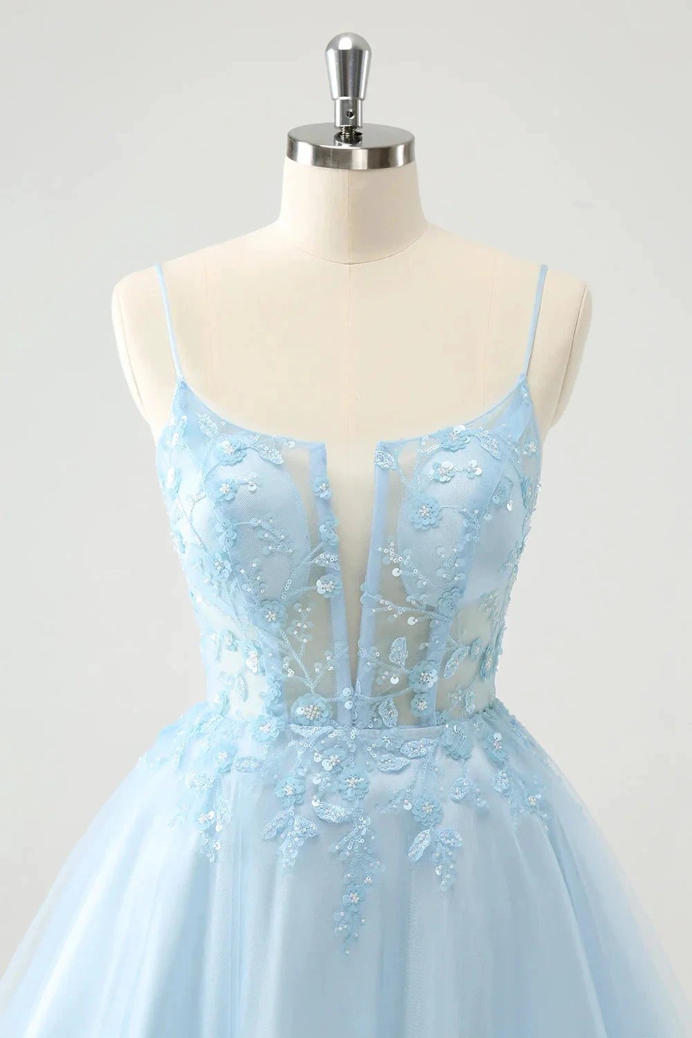 Cute Blush A Line Spaghetti Straps Corset Short Homecoming Dress with Appliques by WEDTREND