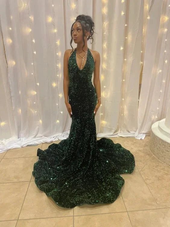 Modern Mermaid V-Neck Sequins Long Formal Evening Dress Y5913 by simplepromdress