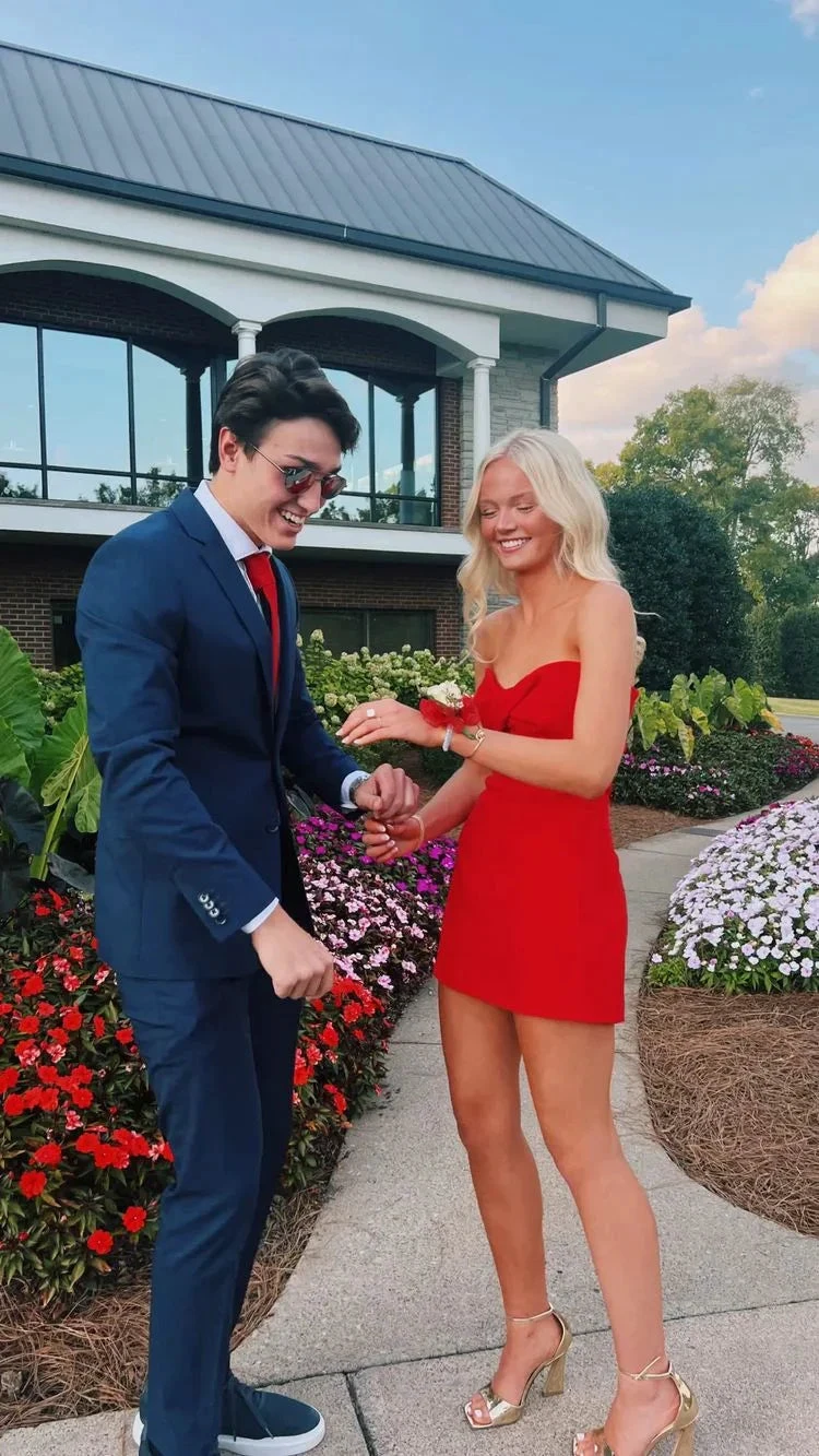 Red Strapless Tight Homecoming Dress 22nd Birthday Party Dress Y2976 by simplepromdress