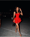 Red Charming V Neck Homecoming Dress Birthday Cocktail Dress Y7852 by simplepromdress