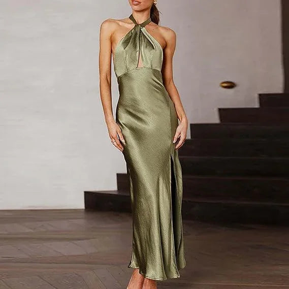 Sexy Olive Green Backless Evening Dress Olive Green Gala Dress Y7400 by simplepromdress