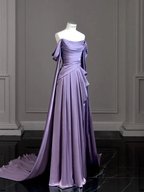 Modest Purple Satin Long Prom Dress Purple Evening Dress Y2589 by simplepromdress
