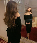 Sexy Black Midi-length Evening Dress Black Party Dress Y5608 by simplepromdress