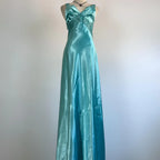 Blue V Neck Satin Sequin Formal Prom Dress Backless Evening Dress Y8548 by simplepromdress