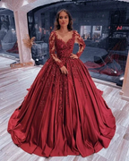 Ball Gown Long Sleeves Satin Quinceanera Dress Sweet 16 Dress Y6088 by simplepromdress