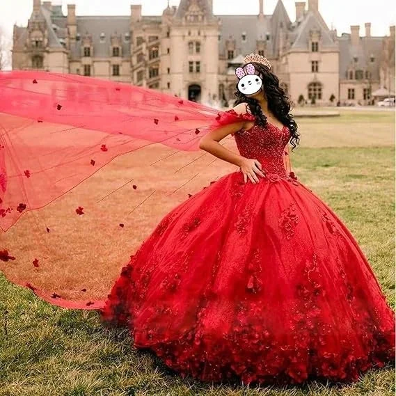 Pink Sweet 16 Dress,Pink Ball Gown With 3D Flowers,Pink Princess Dress Y2337 by simplepromdress