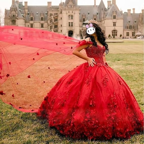 Vestido rosa de quinceañera, vestido de fiesta rosa con flores 3D, vestido de princesa rosa Y2337