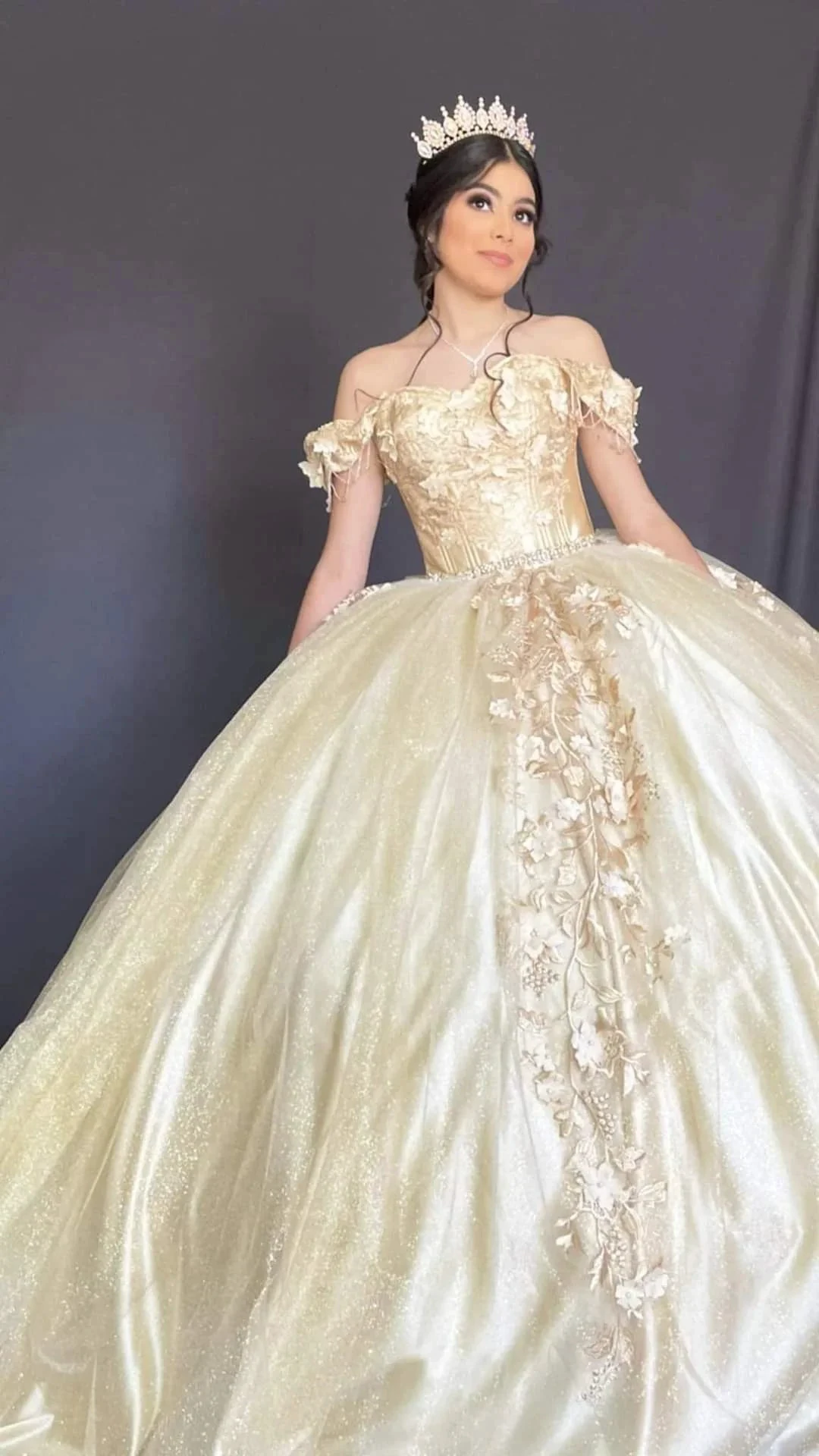 Charming Off The Shoulder Appliques Ball Gown Sweet 16 Dress Y2596 by simplepromdress