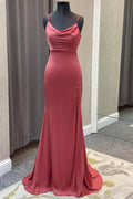 Legacy | Mauve Mermaid Cowl Neck Straps Long Prom Dress by KissProm