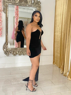 Black Velvet Short Homecoming Dress Zipper Back Y06 by simplepromdress