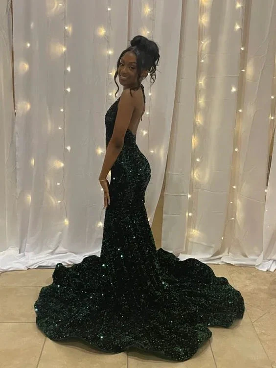 Modern Mermaid V-Neck Sequins Long Formal Evening Dress Y5913 by simplepromdress
