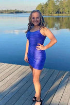 Chic Spaghetti Straps Tight Sequins Homecoming Dresses by Ombreprom