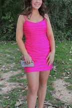 Chic Spaghetti Straps Tight Sequins Homecoming Dresses by Ombreprom