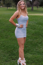 Chic Spaghetti Straps Tight Sequins Homecoming Dresses by Ombreprom