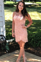 Sexy Tight Sleeveless Lace Short Prom Dresses Homecoming Dresses by Ombreprom
