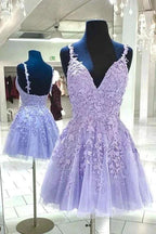 Pretty A-line Lace Appliques Short Prom Dresses Homecoming Dresses by Ombreprom