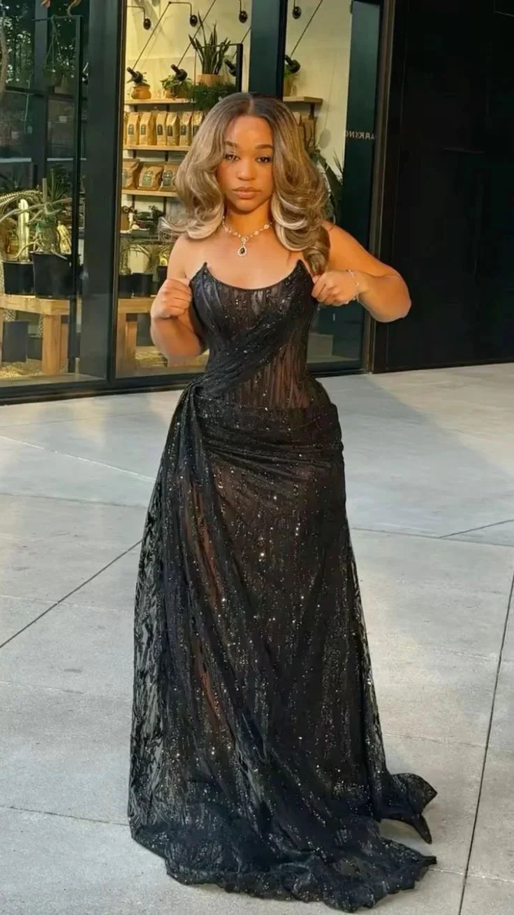 Sexy Black Lace Sequin Slit Mermaid Long Prom Dress Evening Dress Y8055 by simplepromdress