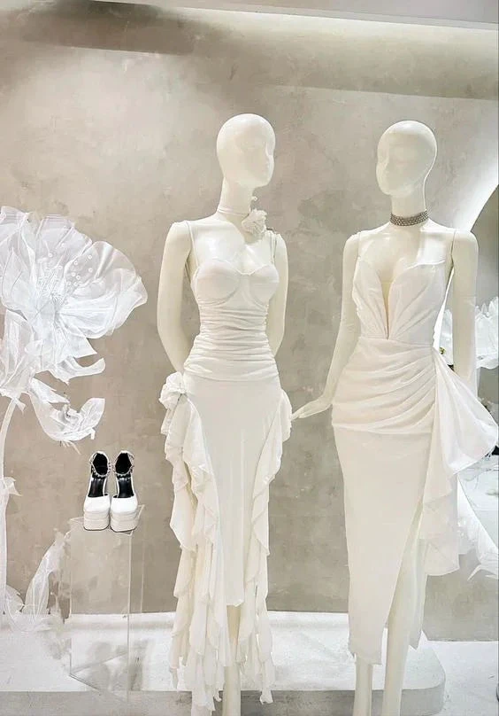 Different Style White Prom Dress,White Evening Dress Y1930 by simplepromdress