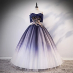 Ombre Beading Floral Lace Tulle Dress, Quinceañera Dress, Ball Gown Y1935 by simplepromdress