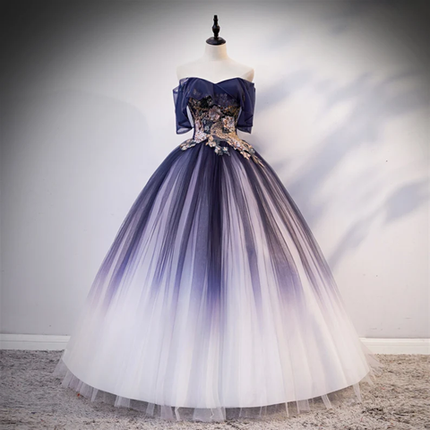 Vestido de tul con encaje floral y cuentas ombré, vestido de quinceañera, vestido de gala Y1935