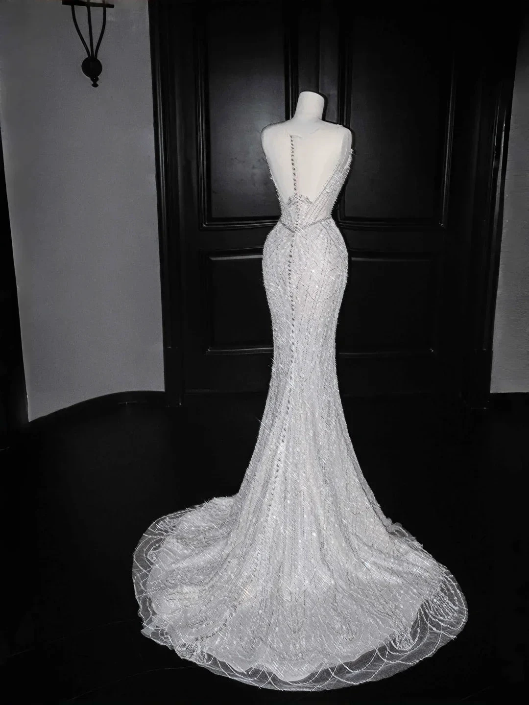 Glitter White Tulle Beaded Mermaid Prom Dress Long Evening Dress Wedding Dress Y8666 by simplepromdress