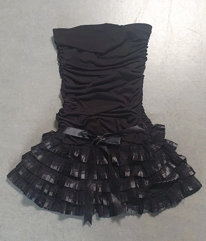 Schwarzes trägerloses Homecoming-Kleid Schwarzes Partykleid Cocktailkleid Y2360