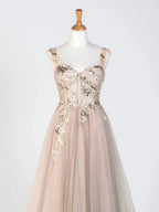 Corset Lace Floor Length Tulle Applique Prom Dress by Anne of Brittany