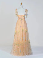 Sweetheart Neck Floor Length Tulle Embroidery Floral Prom Dress by Anne of Brittany