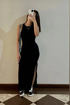 Sexy Black Sheath Evening Dress With Split Y7160 by simplepromdress